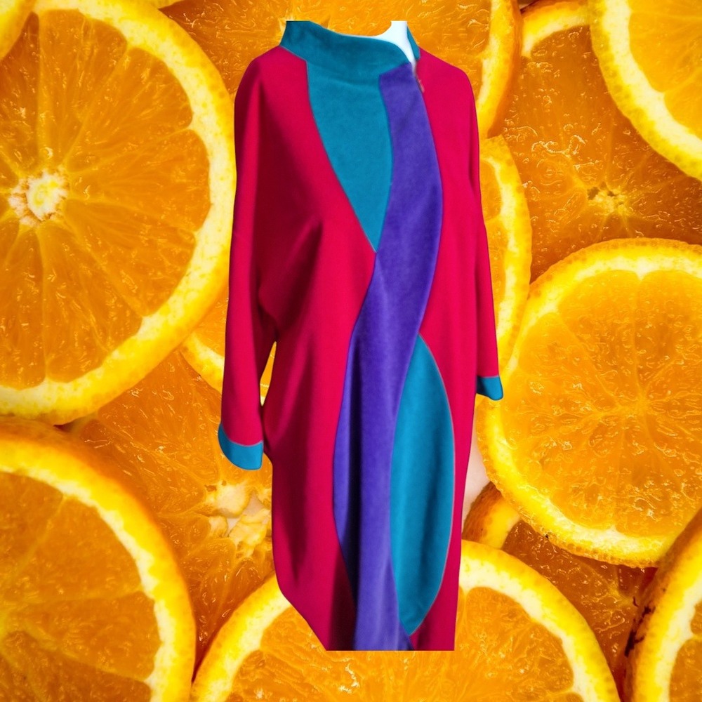 Vanity Fair Petites Robe Lounge Dress Color Block 3/4 Sleeve‎ L